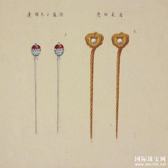 手绘古代金银珠宝首饰古典的韵味