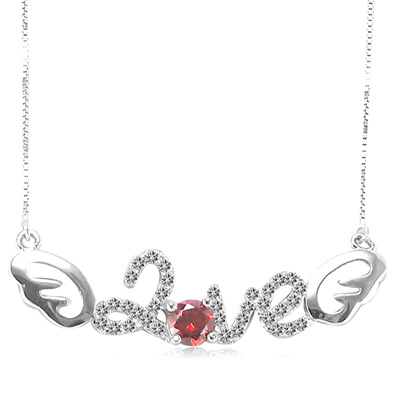 我爱你情侣银饰项链_国际珠宝网-全球最大的珠